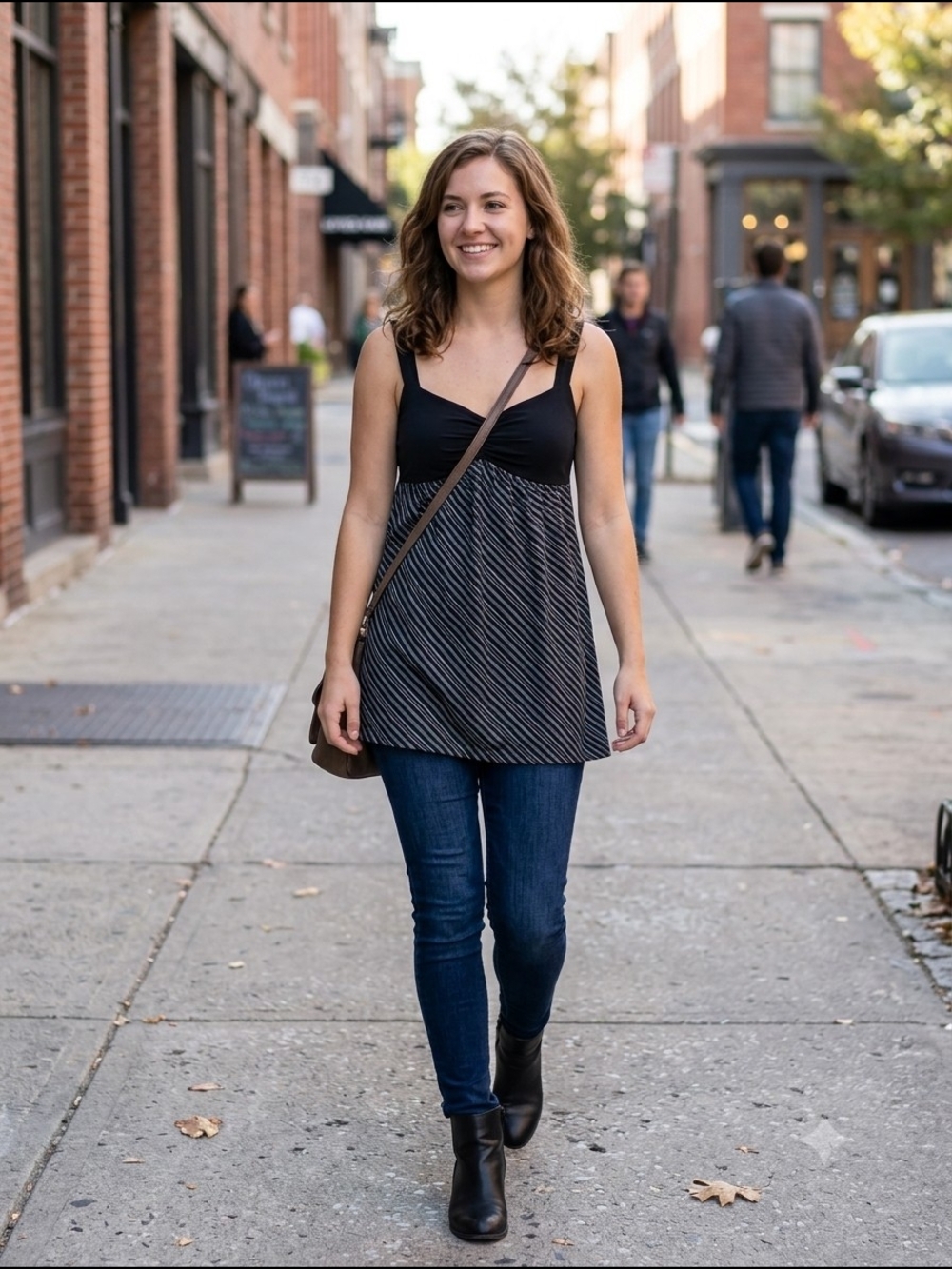 Express Black Strappy Empire Waist Tank Top with Stripes Size XS